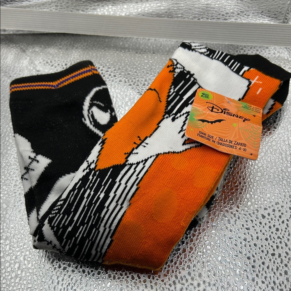 Disney Men’s Orange, Black & White Graphic Crew Socks